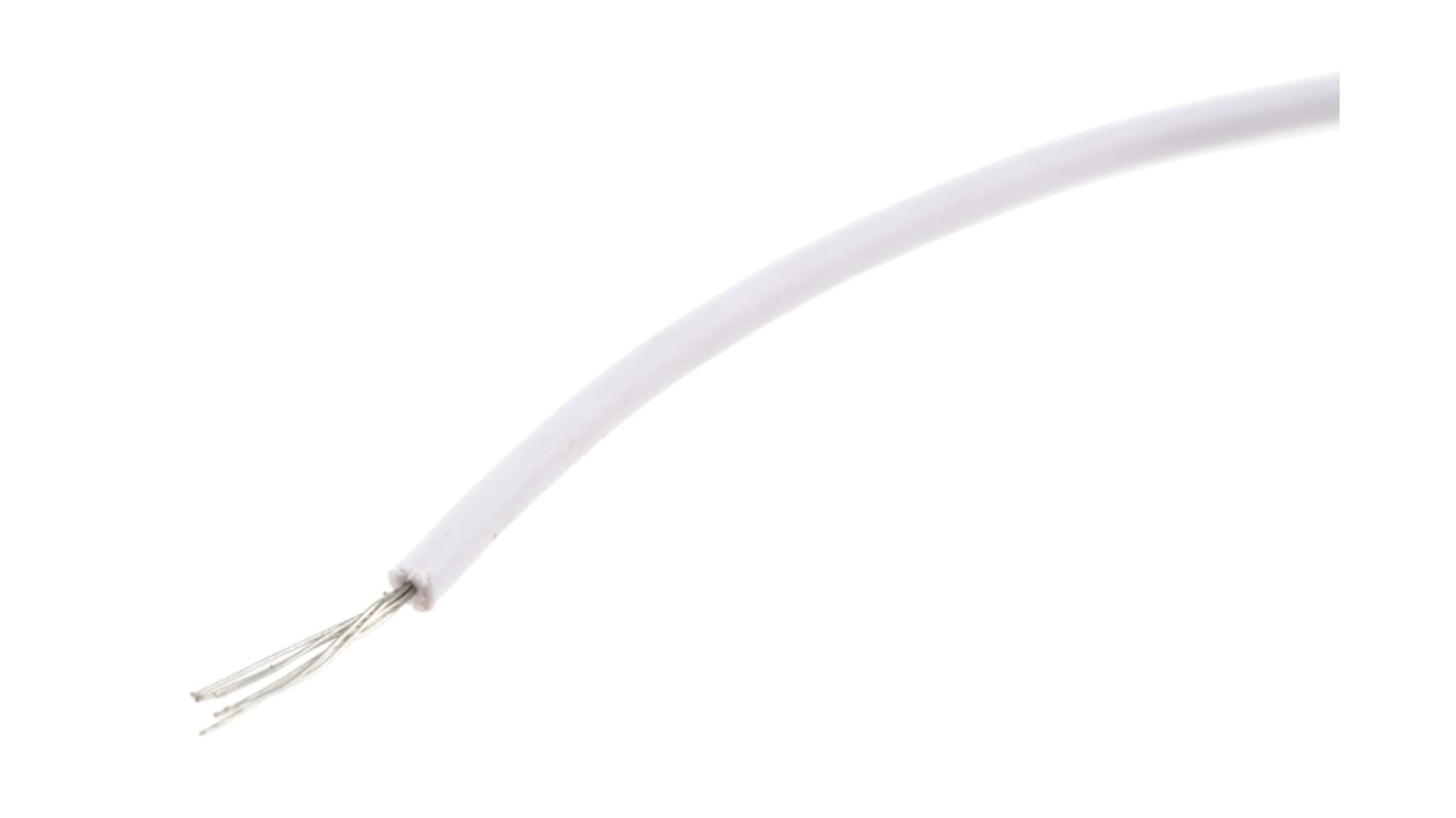 RS PRO White 0.08 mm² Hook Up Wire, 28 AWG, 7/0.12 mm, 100m, XLPE Insulation