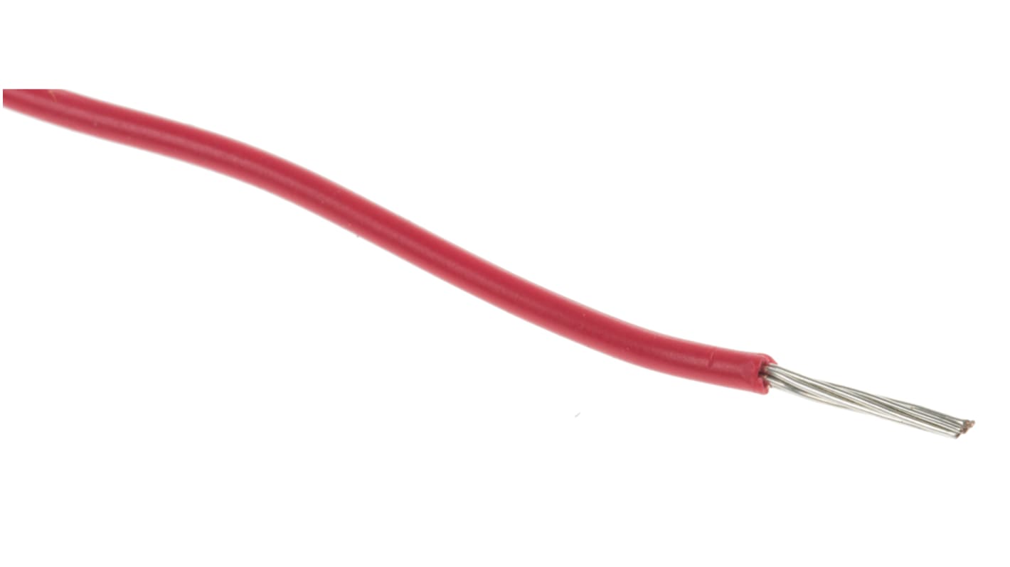RS PRO 红色电线, 0.13mm², 100m长, 26AWG, 300 V, 最高+125°C, XLPE绝缘