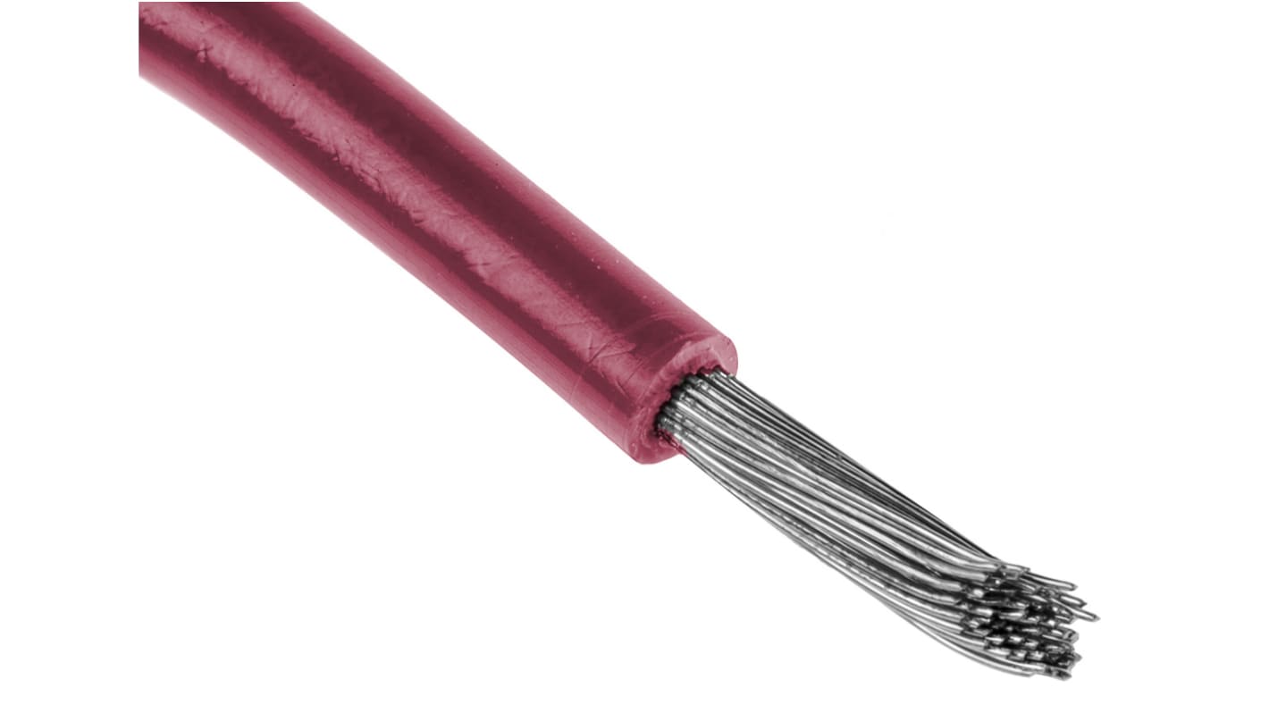 RS PRO 红色电线, 0.2mm², 100m长, 24AWG, 300 V, 最高+125°C, XLPE绝缘