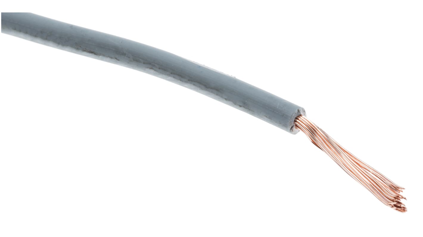 RS PRO Grey 0.33mm² Hook Up Wire, 22 AWG, 17/0.16 mm, 100m, XLPE Insulation
