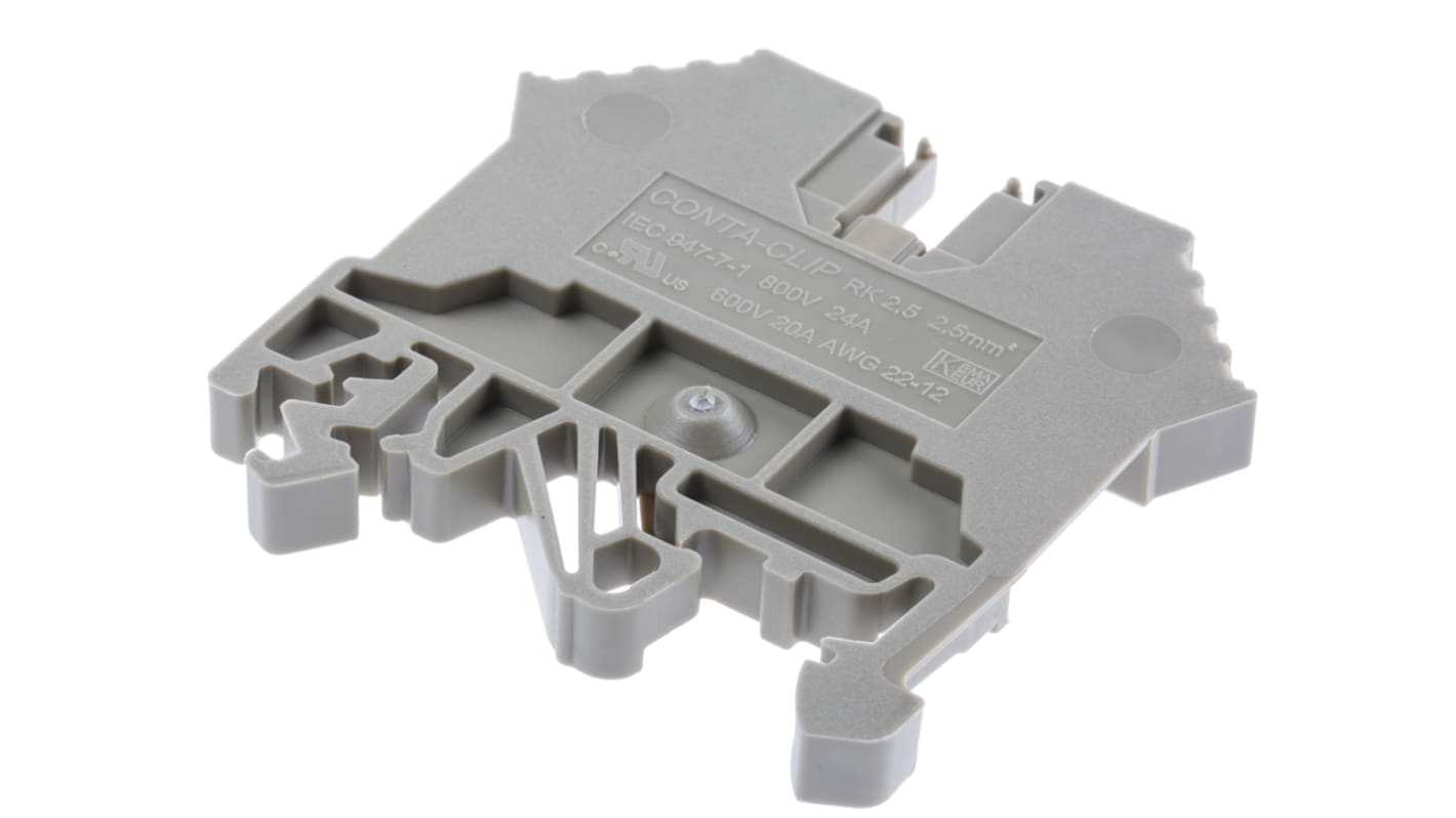 RS PRO Grey, Single-Level, Screw Termination