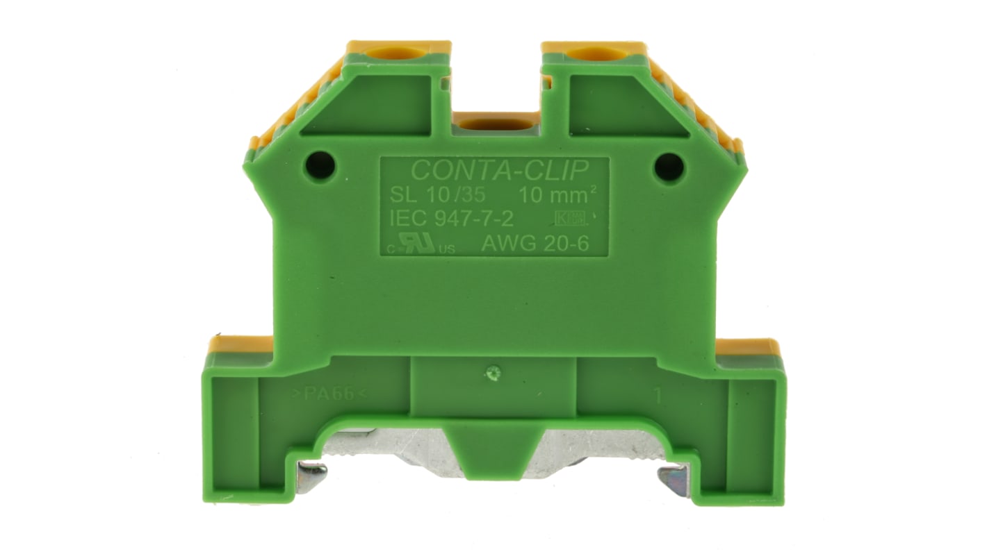 RS PRO Green, Yellow, Single-Level, Screw Termination