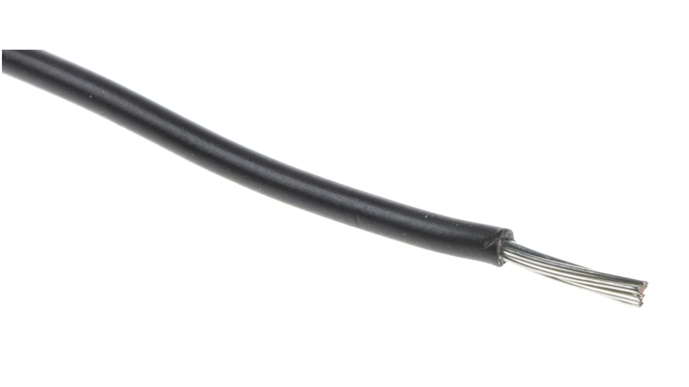 RS PRO Black 0.08mm² Hook Up Wire, 28 AWG, 7/0.12 mm, 100m, XLPE Insulation