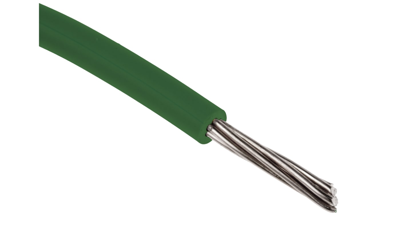 RS PRO Green 0.08 mm² Hook Up Wire, 28 AWG, 7/0.12 mm, 100m, XLPE Insulation