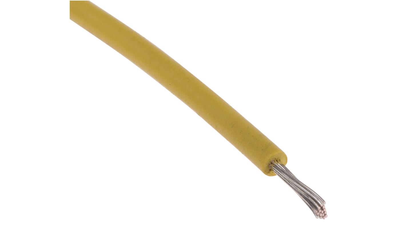 RS PRO Yellow 0.33mm² Hook Up Wire, 22 AWG, 17/0.16 mm, 100m, XLPE Insulation