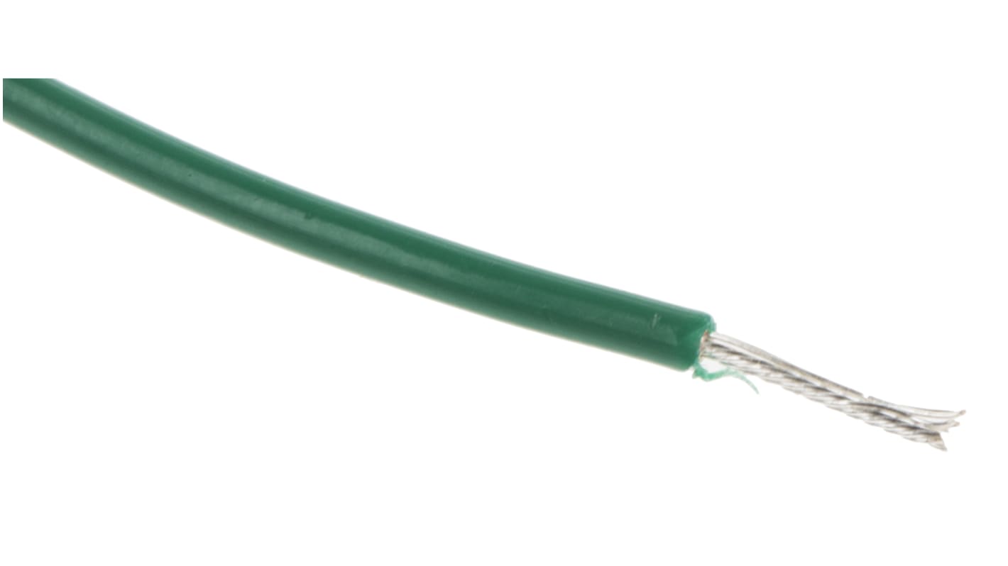 RS PRO Green 0.08 mm² Hook Up Wire, 28 AWG, 7/0.12 mm, 100m, PTFE Insulation