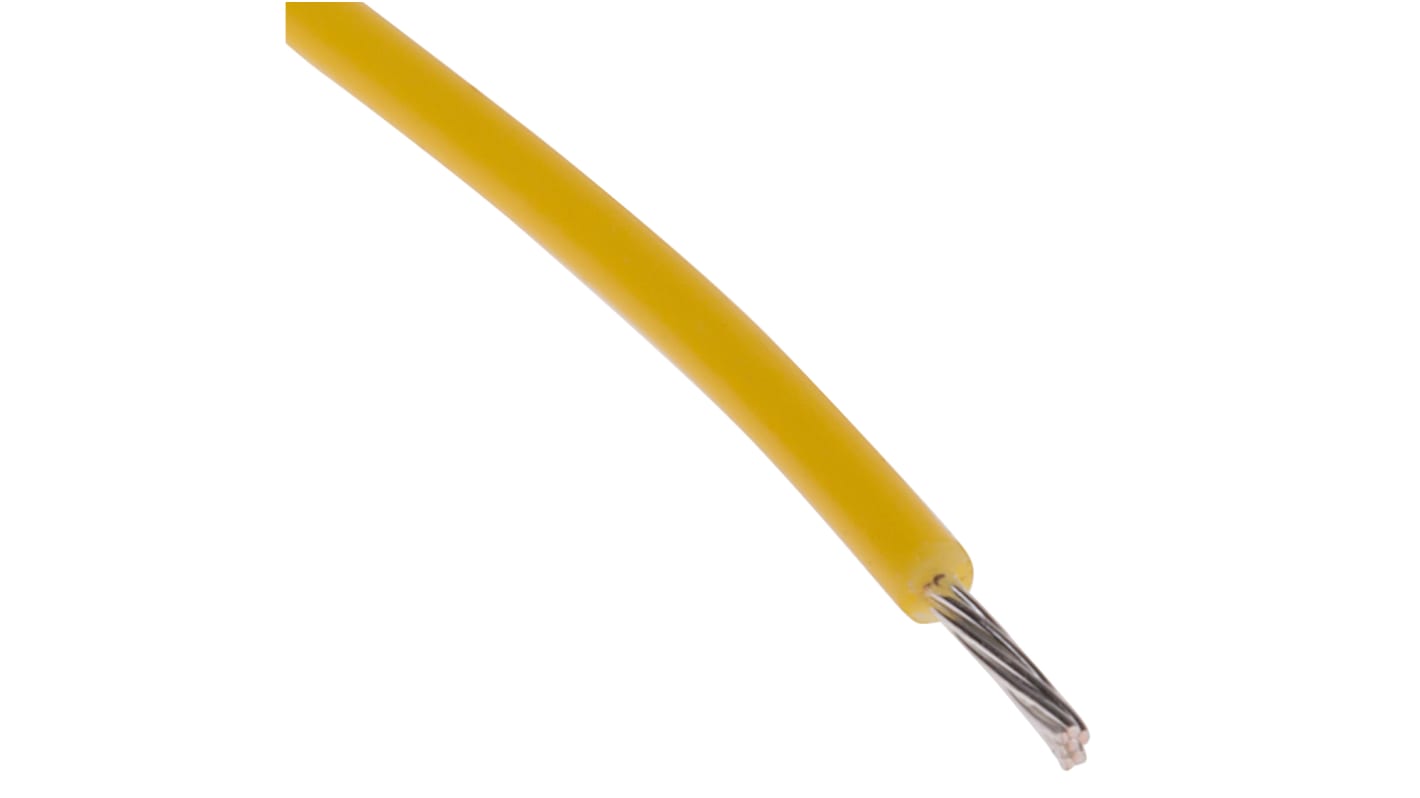RS PRO Yellow 0.13 mm² Hook Up Wire, 26 AWG, 7/0.16 mm, 100m, PTFE Insulation