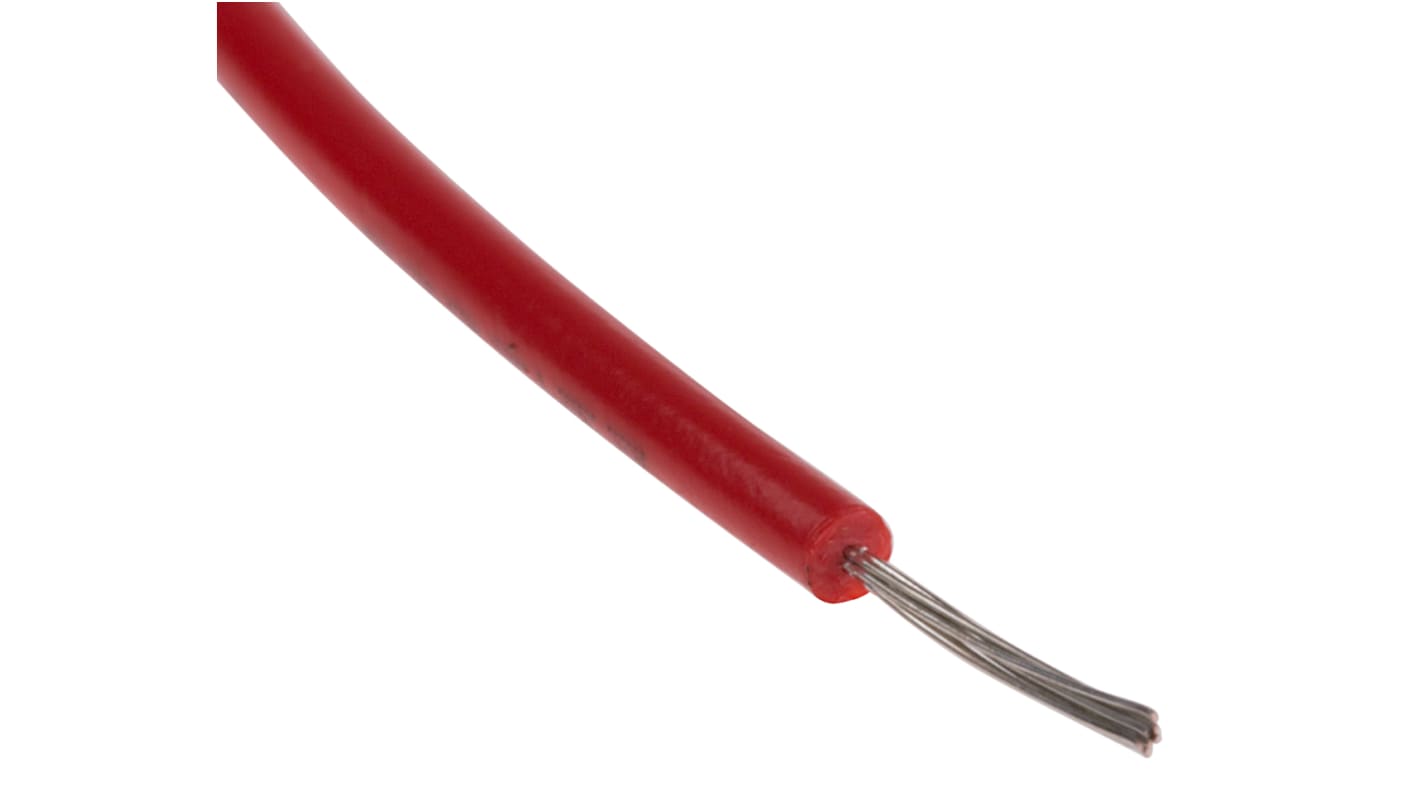 RS PRO Red 0.08 mm² Hook Up Wire, 28 AWG, 7/0.12 mm, 100m, PVC Insulation