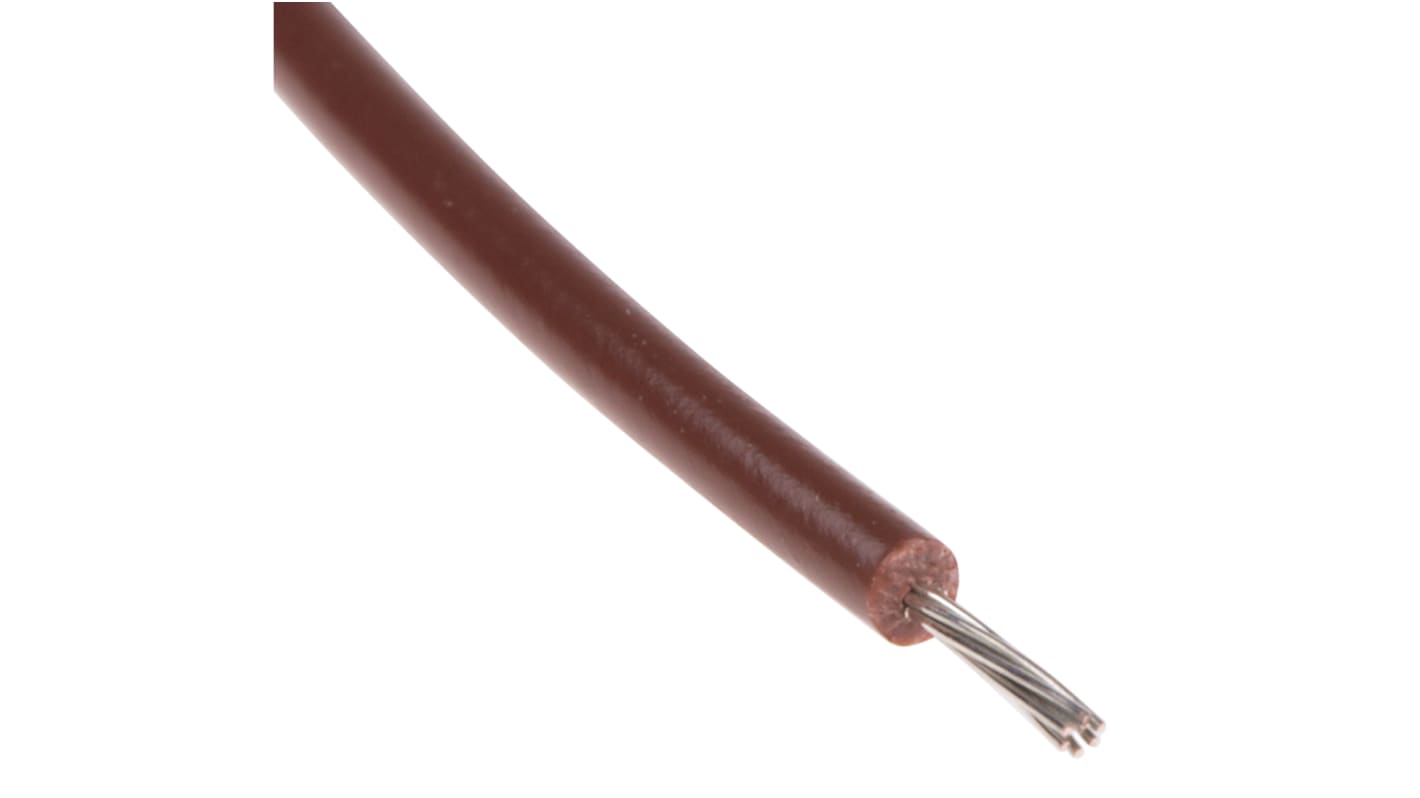 RS PRO Brown 0.13 mm² Hook Up Wire, 26 AWG, 7/0.16 mm, 100m, PVC Insulation