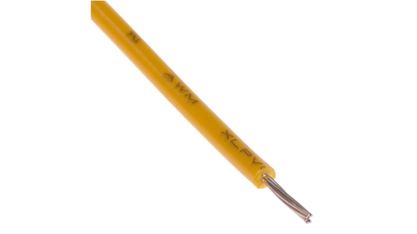 RS PRO Yellow 0.13 mm² Hook Up Wire, 26 AWG, 7/0.16 mm, 100m, PVC Insulation