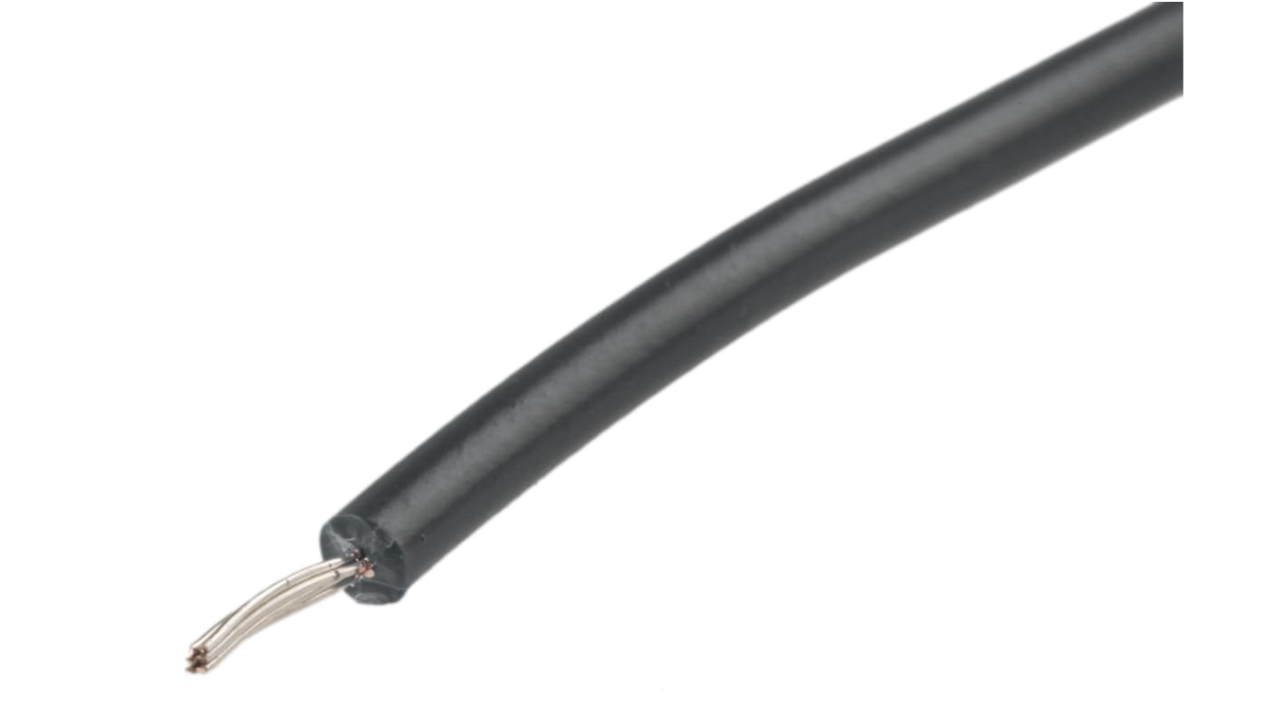 RS PRO Black 0.33 mm² Hook Up Wire, 22 AWG, 7/0.25 mm, 100m, XLPVC Insulation