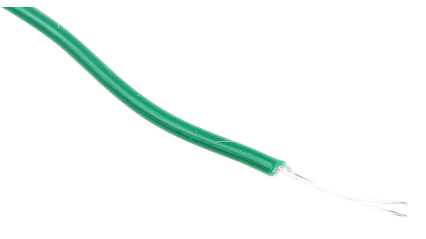 RS PRO Green 0.08 mm² Hook Up Wire, 28 AWG, 7/0.12 mm, 100m, PTFE Insulation