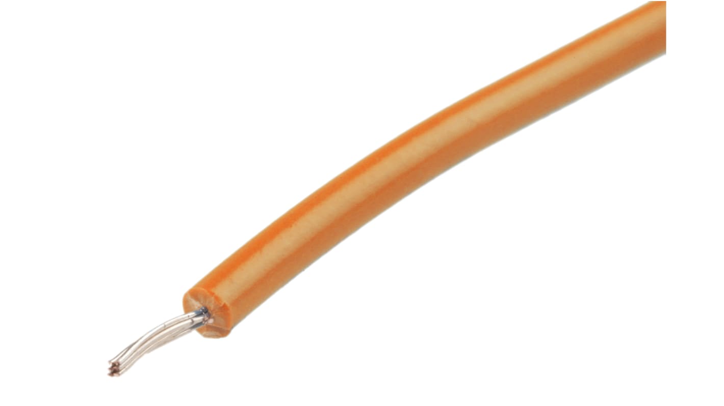 RS PRO Orange 0.08 mm² Hook Up Wire, 28 AWG, 7/0.12 mm, 100m, PTFE Insulation