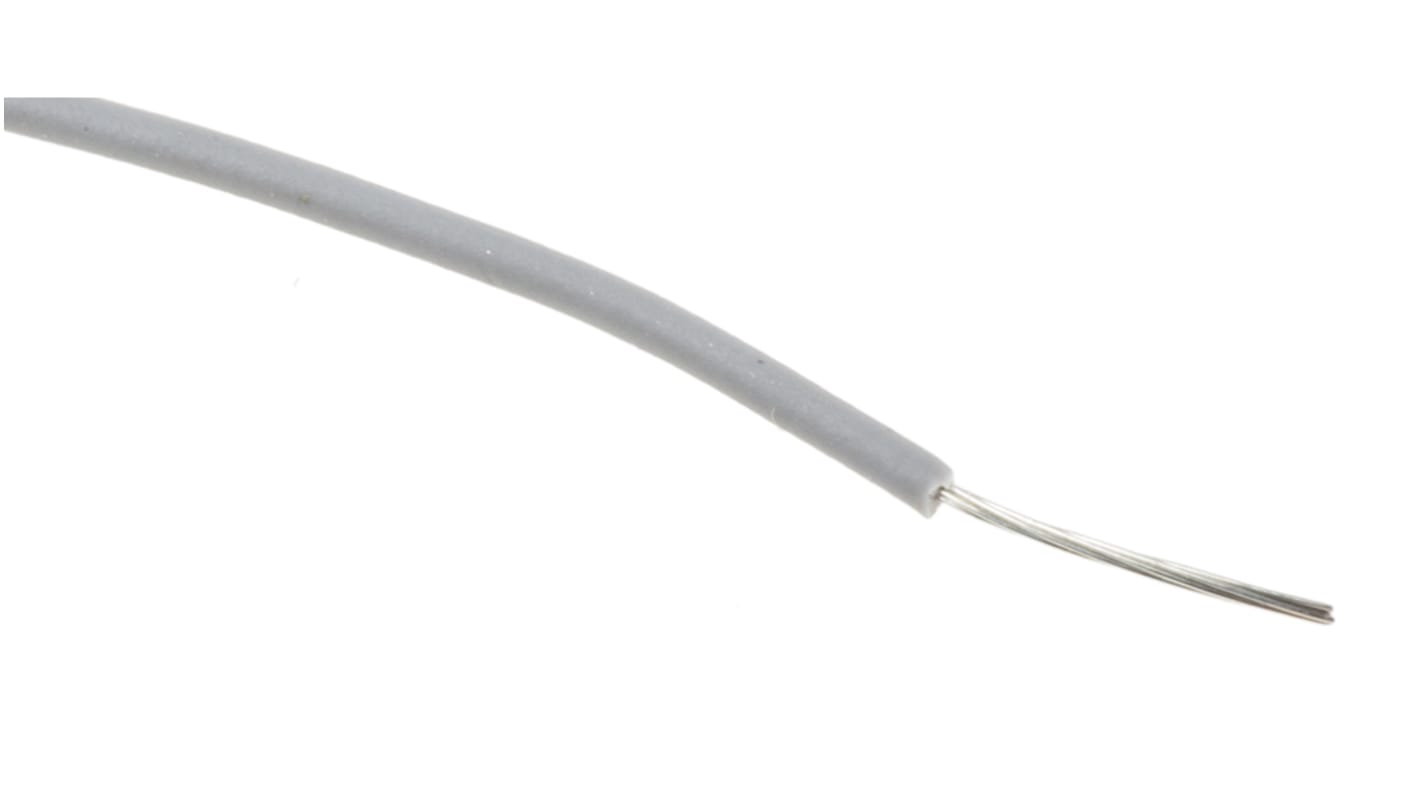 RS PRO Grey 0.08 mm² Hook Up Wire, 28 AWG, 7/0.12 mm, 100m, PTFE Insulation