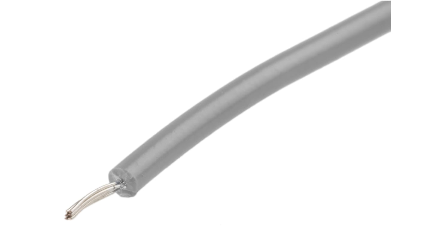 RS PRO Grey 0.2 mm² Hook Up Wire, 24 AWG, 7/0.20 mm, 100m, PTFE Insulation