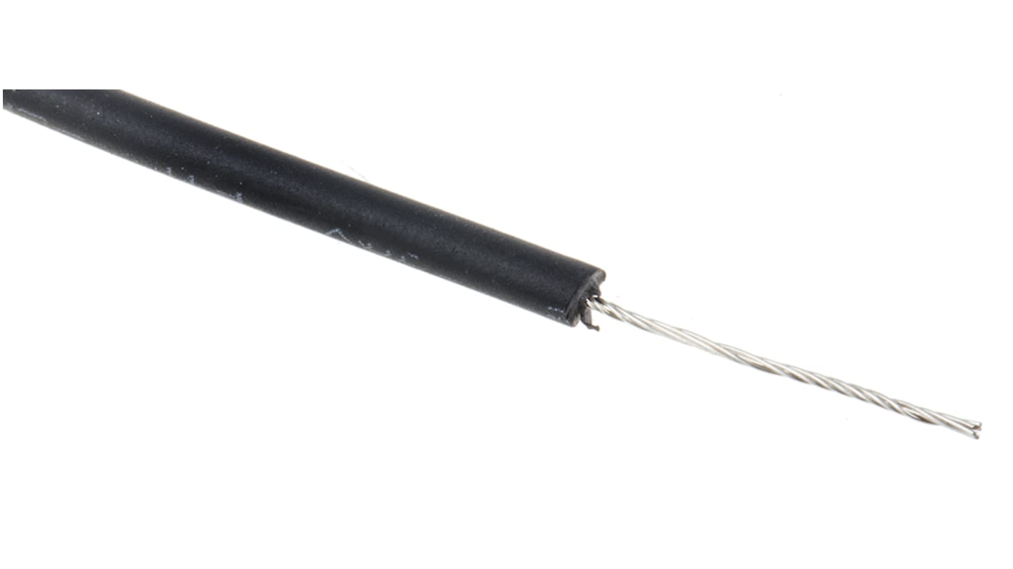 RS PRO Black 0.13 mm² Hook Up Wire, 26 AWG, 7/0.16 mm, 100m, XLPE Insulation