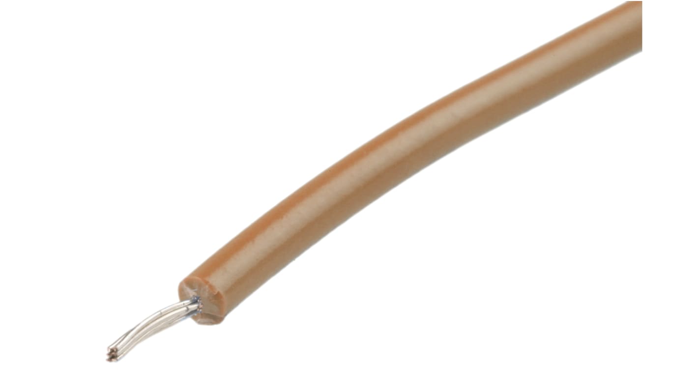 RS PRO Brown 0.08 mm² Hook Up Wire, 28 AWG, 7/0.12 mm, 100m, PVC Insulation