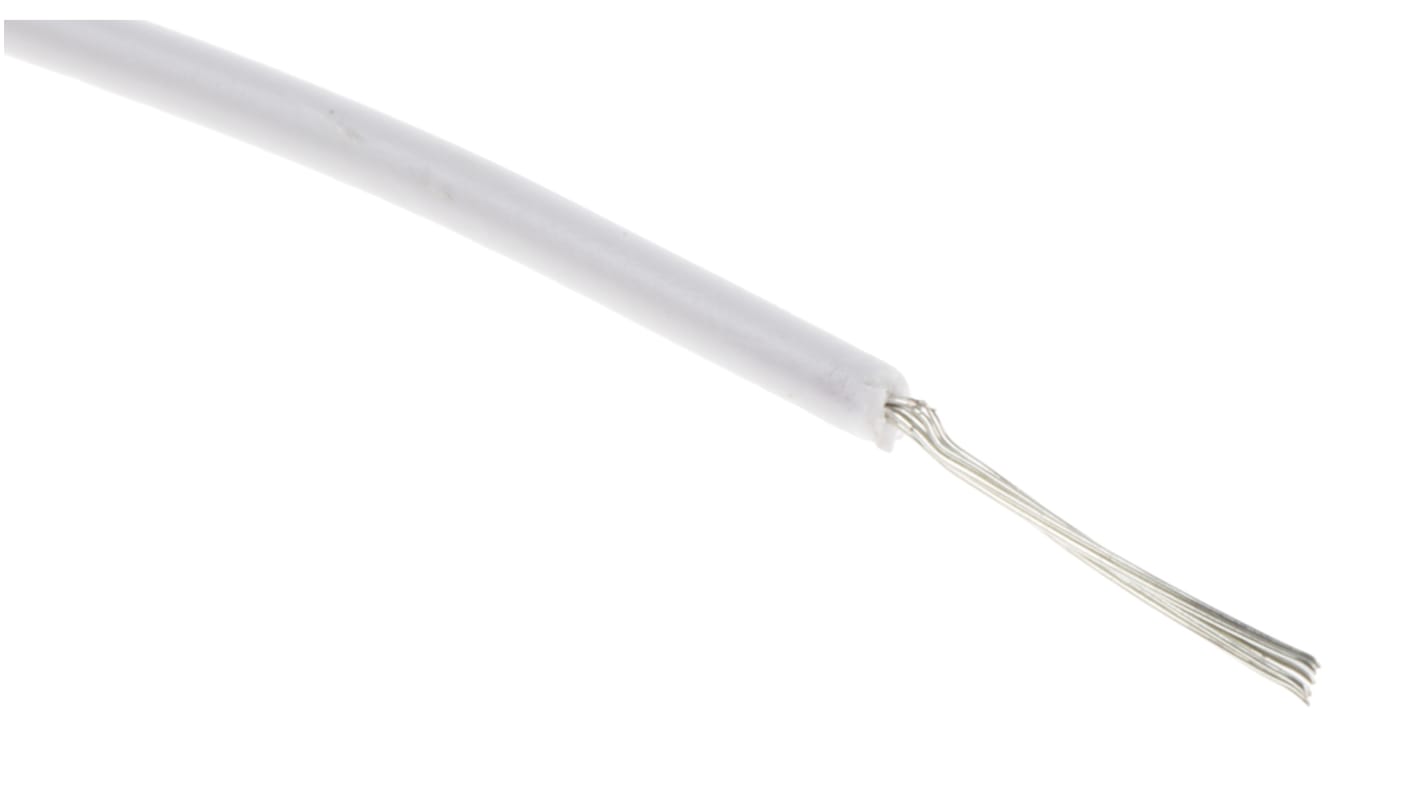 RS PRO White 0.08 mm² Hook Up Wire, 28 AWG, 7/0.12 mm, 100m, PVC Insulation