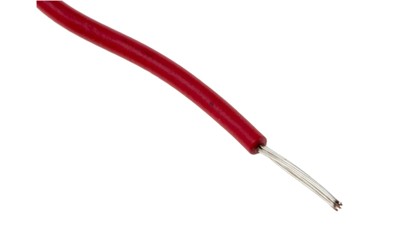 RS PRO Red 0.08mm² Hook Up Wire, 28 AWG, 7/0.12 mm, 100m, PVC Insulation
