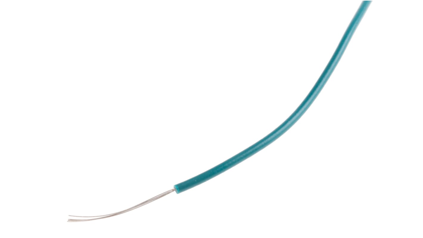 RS PRO Green 0.08mm² Hook Up Wire, 28 AWG, 7/0.12 mm, 100m, PVC Insulation