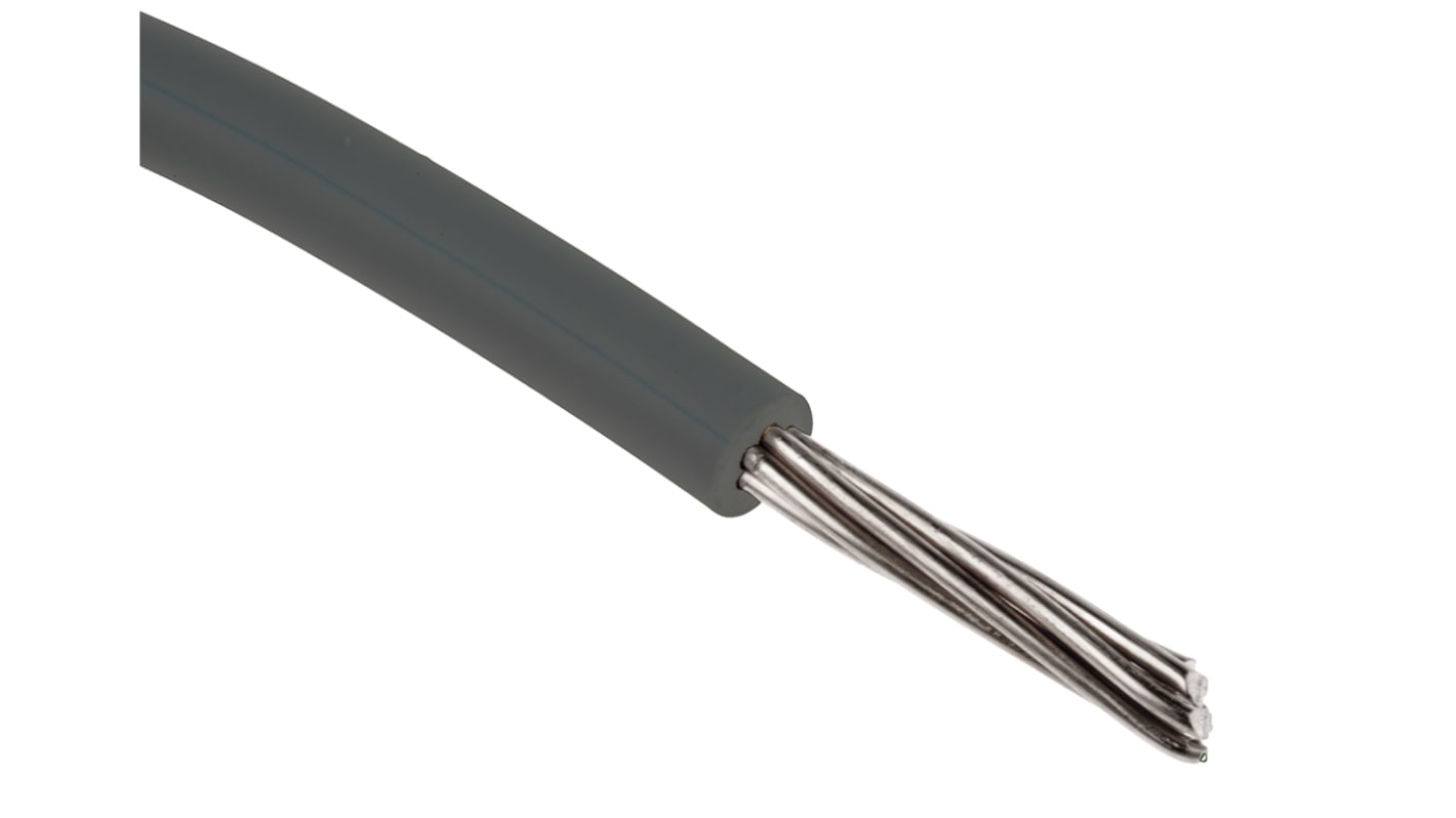 RS PRO Grey 0.33mm² Hook Up Wire, 22 AWG, 17/0.16 mm, 100m, PVC Insulation