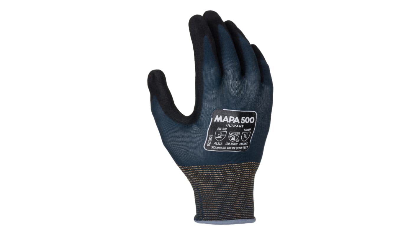 Mapa ULTRANE 500 Black Nitrile General Purpose Work Gloves, Size 8, Nitrile Coating