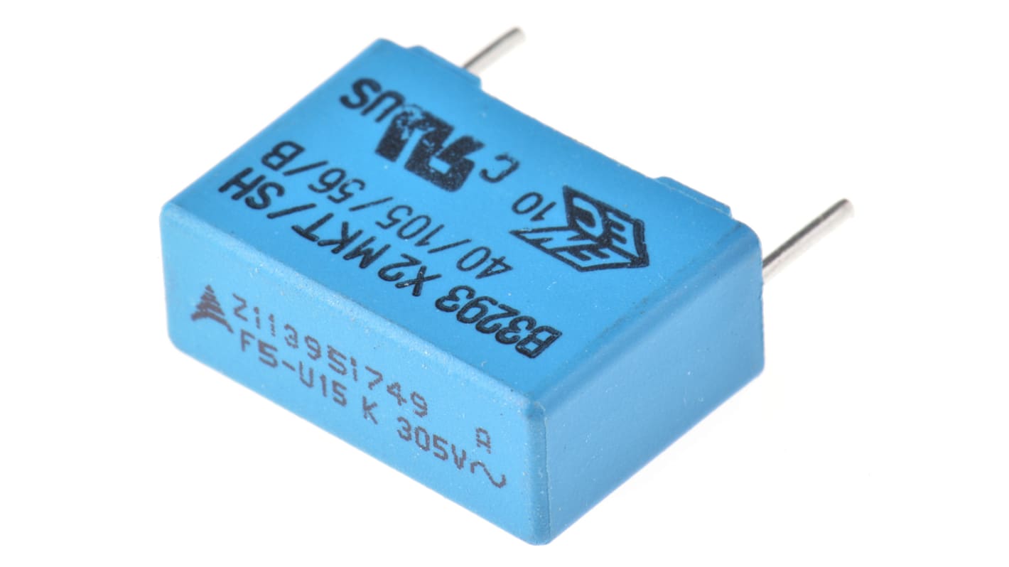 EPCOS B3293 Metallised Polyester Film Capacitor, 305V ac, ±10%, 150nF, Through Hole