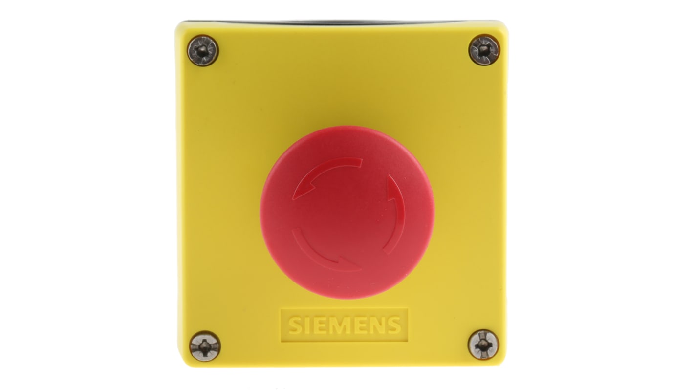 Siemens SIRIUS ACT 3SU18 Series Twist Release Emergency Stop Push Button, Surface Mount, 1NC, IP66, IP67, IP69K