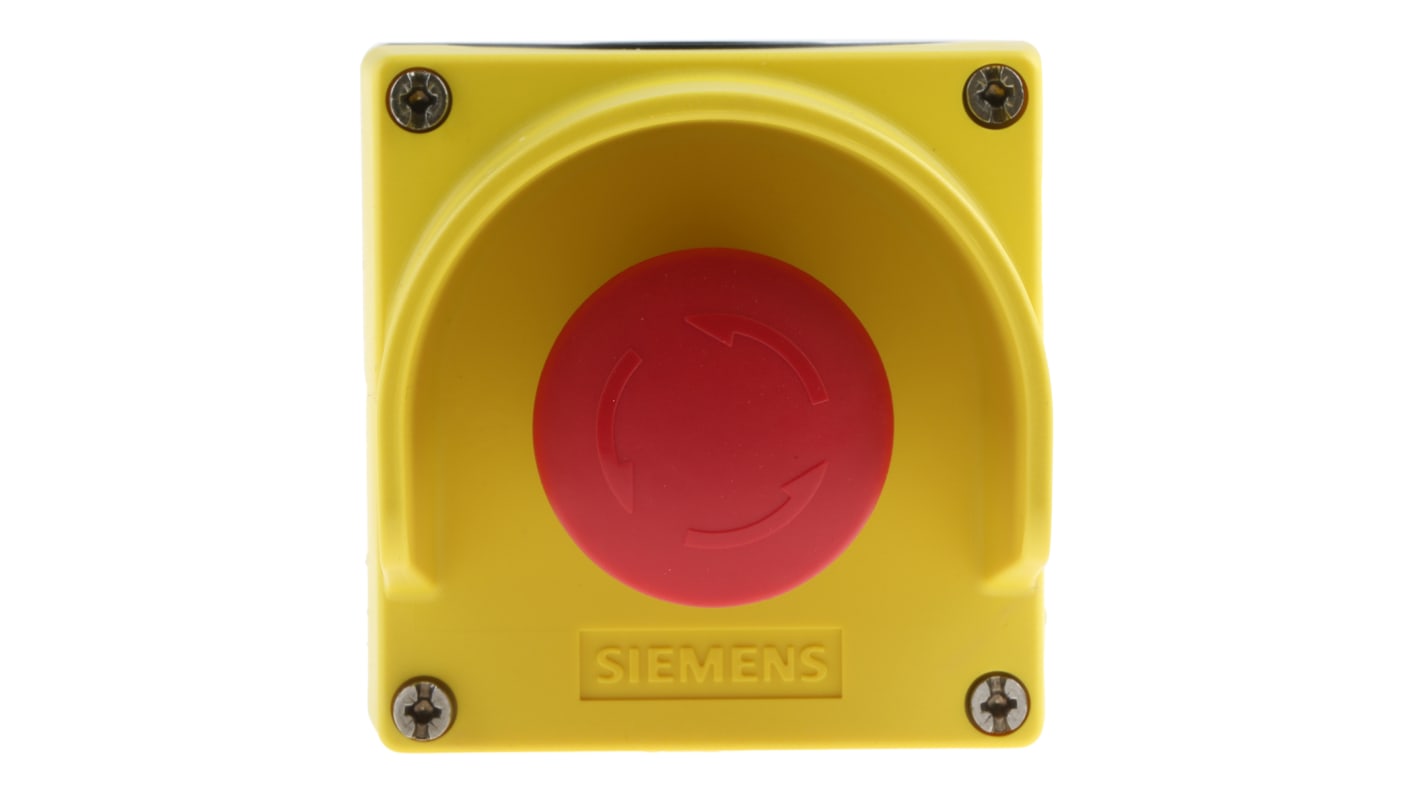 Siemens 3SU1 Series Twist Release Emergency Stop Push Button, Surface Mount, 1NC, IP66, IP67, IP69