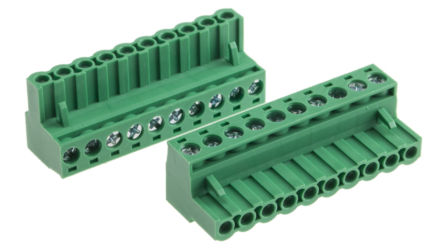 RS PRO PCB Terminal Block, 10-Contact, 5mm Pitch, Through Hole Mount, 1-Row, Screw Termination