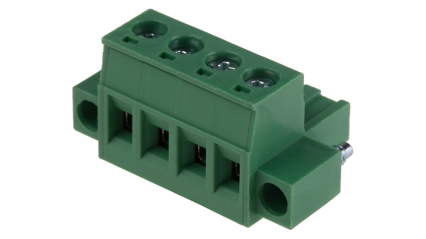 RS PRO, 5.08mm Pitch, 4 Way, Pluggable Terminal Block, Plug, Through Hole, Screw Termination