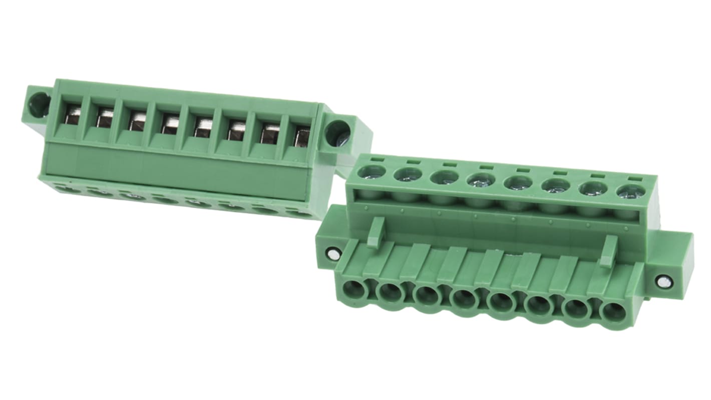 RS PRO, 5.08mm Pitch, 8 Way, Pluggable Terminal Block, Plug, Through Hole, Screw Termination