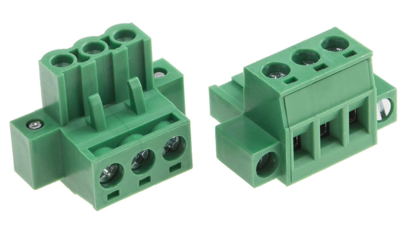 RS PRO PCB Terminal Block, 3-Contact, 5mm Pitch, Through Hole Mount, 1-Row, Screw Termination