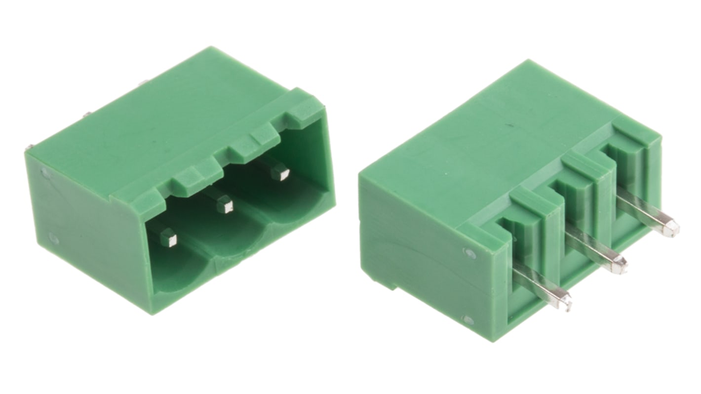 RS PRO PCB Terminal Block, 3-Contact, 5mm Pitch, Through Hole Mount, 1-Row, Screw Termination