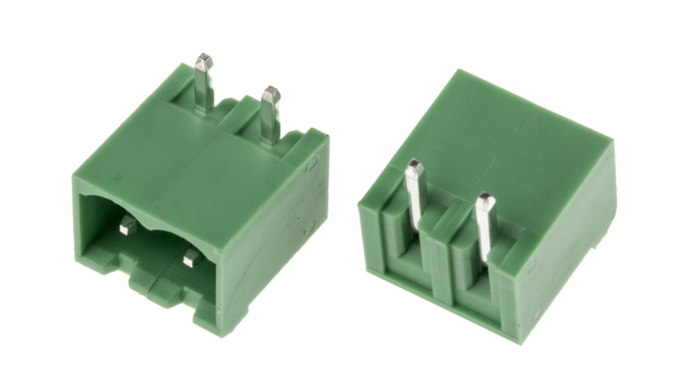 RS PRO, 5.0mm Pitch, 2 Way, Right Angle, Pluggable Terminal Block, Header, Through Hole, Solder Termination