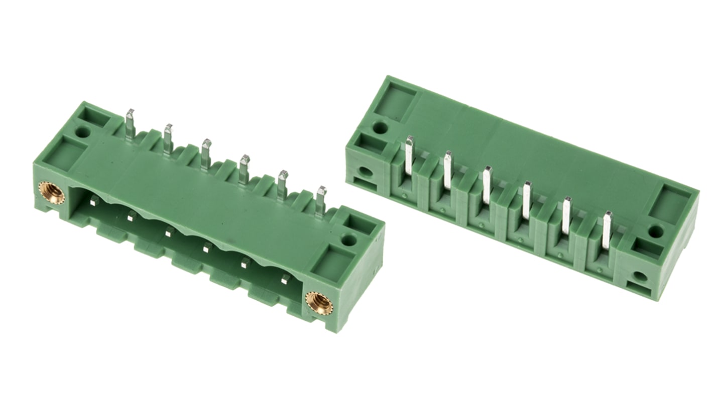 RS PRO, 5.08mm Pitch, 6 Way, Right Angle, Pluggable Terminal Block, Header, Through Hole, Solder Termination