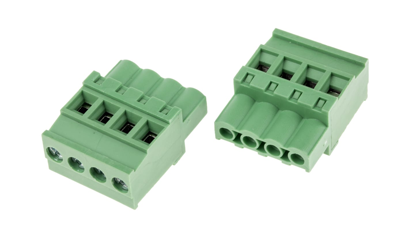 RS PRO PCB Terminal Block, 4-Contact, 5mm Pitch, Through Hole Mount, 1-Row, Screw Termination