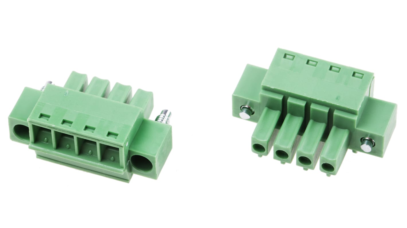 RS PRO 3.81mm Pitch 4 Way Pluggable Terminal Block, Plug, Through Hole, Screw Termination