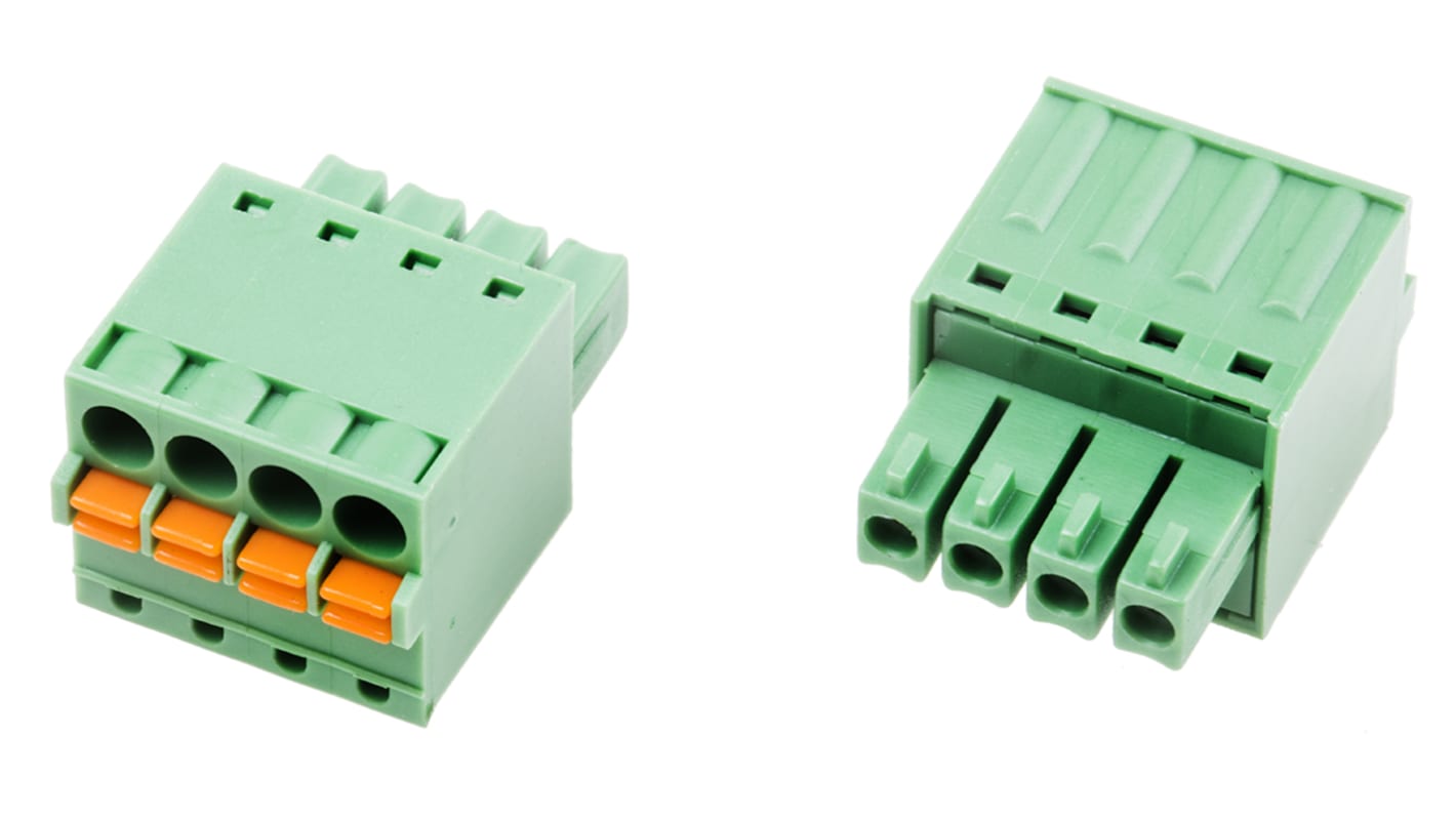 RS PRO, 3.5mm Pitch, 4 Way, Right Angle, Pluggable Terminal Block, Plug, Through Hole, Screw Termination