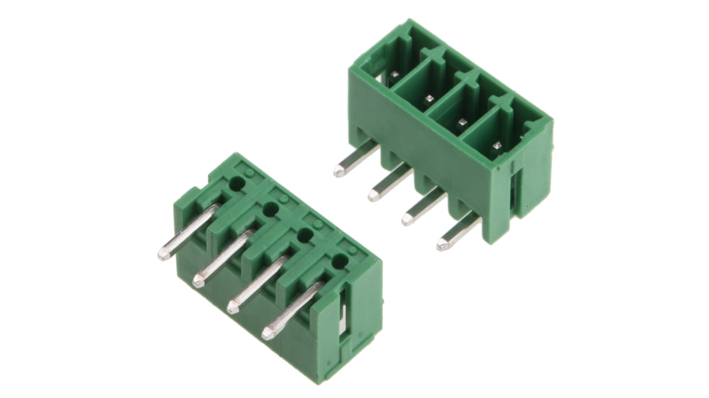 RS PRO, 3.5mm Pitch, 4 Way, Right Angle, Pluggable Terminal Block, Header, Through Hole, Solder Termination