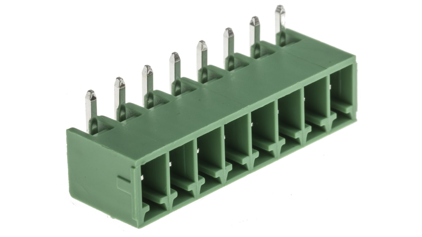 RS PRO, 3.5mm Pitch, 8 Way, Right Angle, Pluggable Terminal Block, Header, Through Hole, Solder Termination