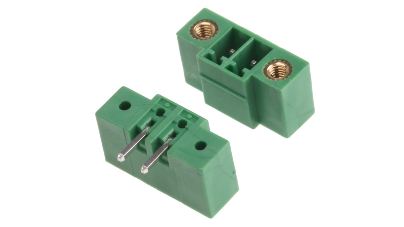 RS PRO 3.5mm Pitch 2 Way Right Angle Pluggable Terminal Block, Header, Through Hole, Solder Termination