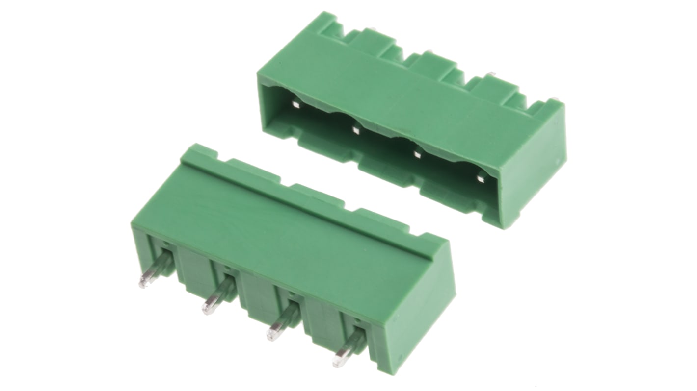 RS PRO 7.62mm Pitch 4 Way Pluggable Terminal Block, Header, Through Hole, Solder Termination