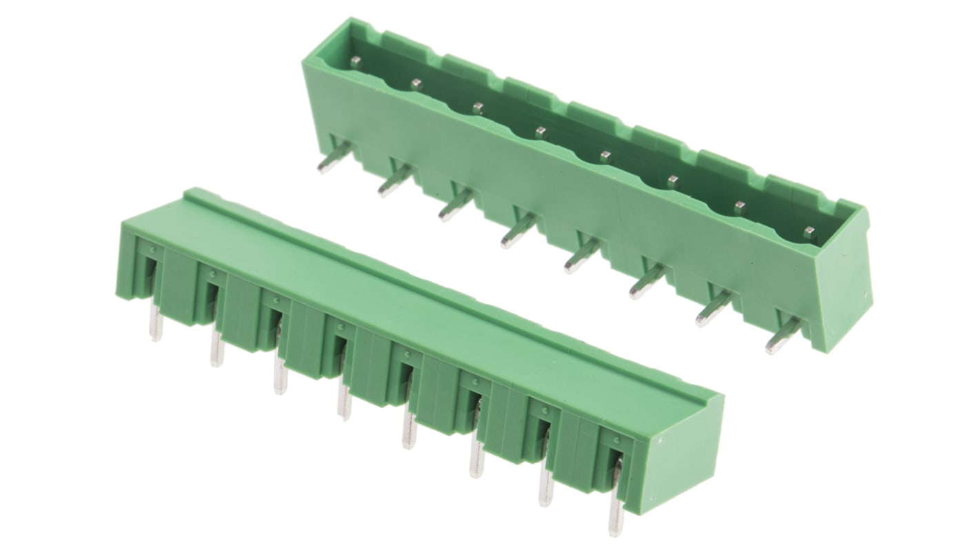 RS PRO, 7.62mm Pitch, 8 Way, Right Angle, Pluggable Terminal Block, Header, Through Hole, Solder Termination
