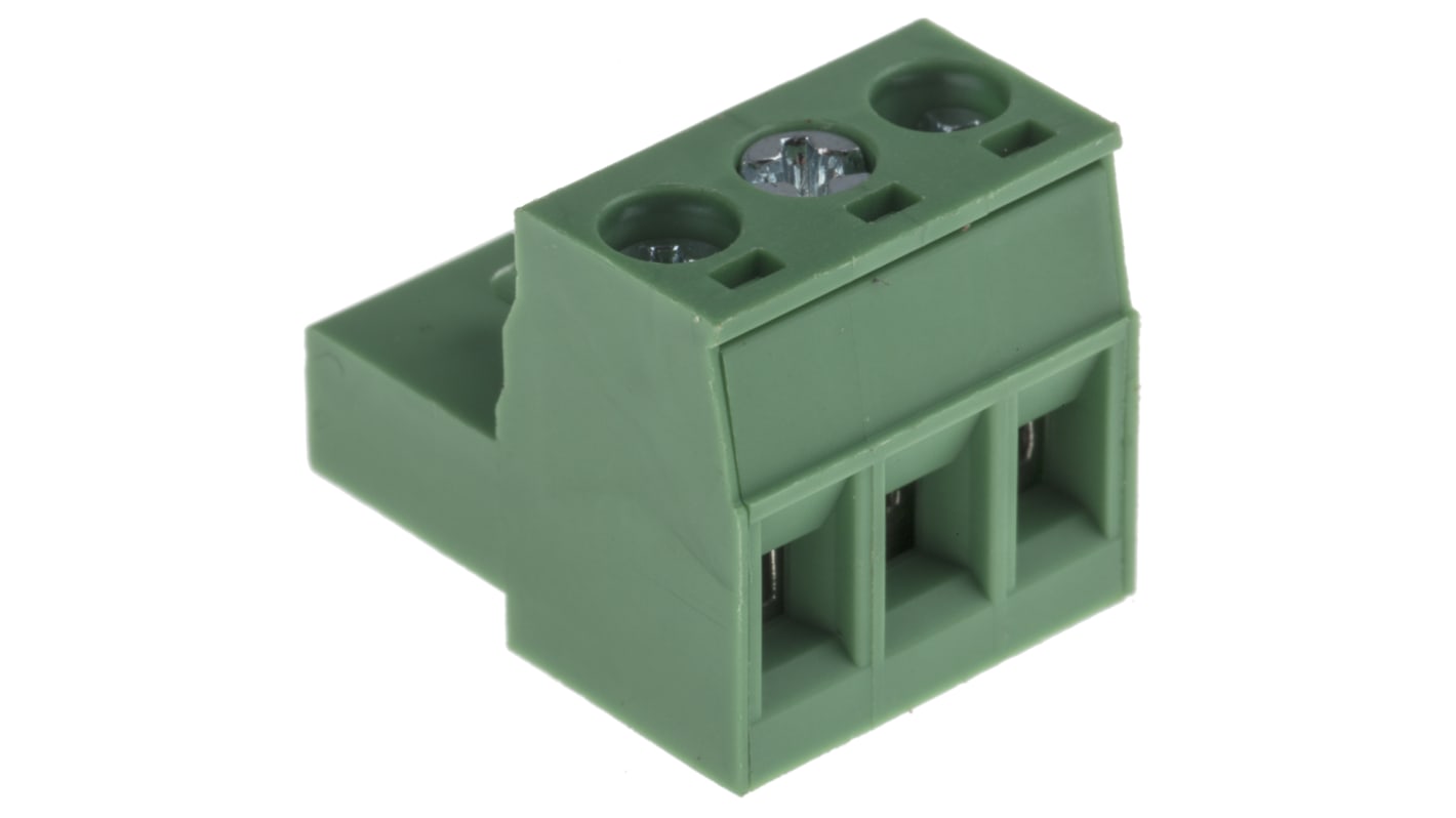 RS PRO, 5mm Pitch, 3 Way, , Pluggable Terminal Block, Plug, Through Hole, Screw Termination