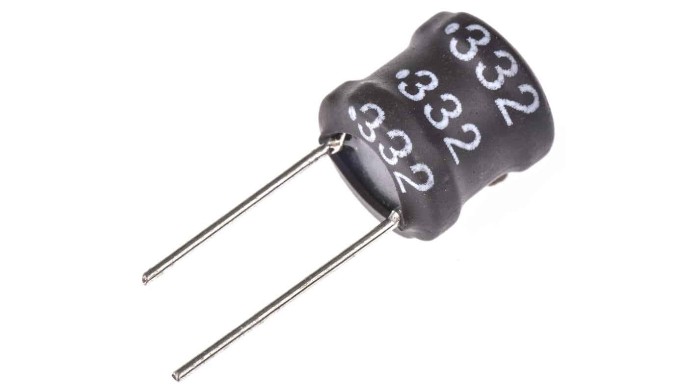 Bourns 3.3 mH ±10% Ferrite DR Radial Inductor, Max SRF:900kHz, Q:50, 170mA Idc, 3.7Ω Rdc, RLB