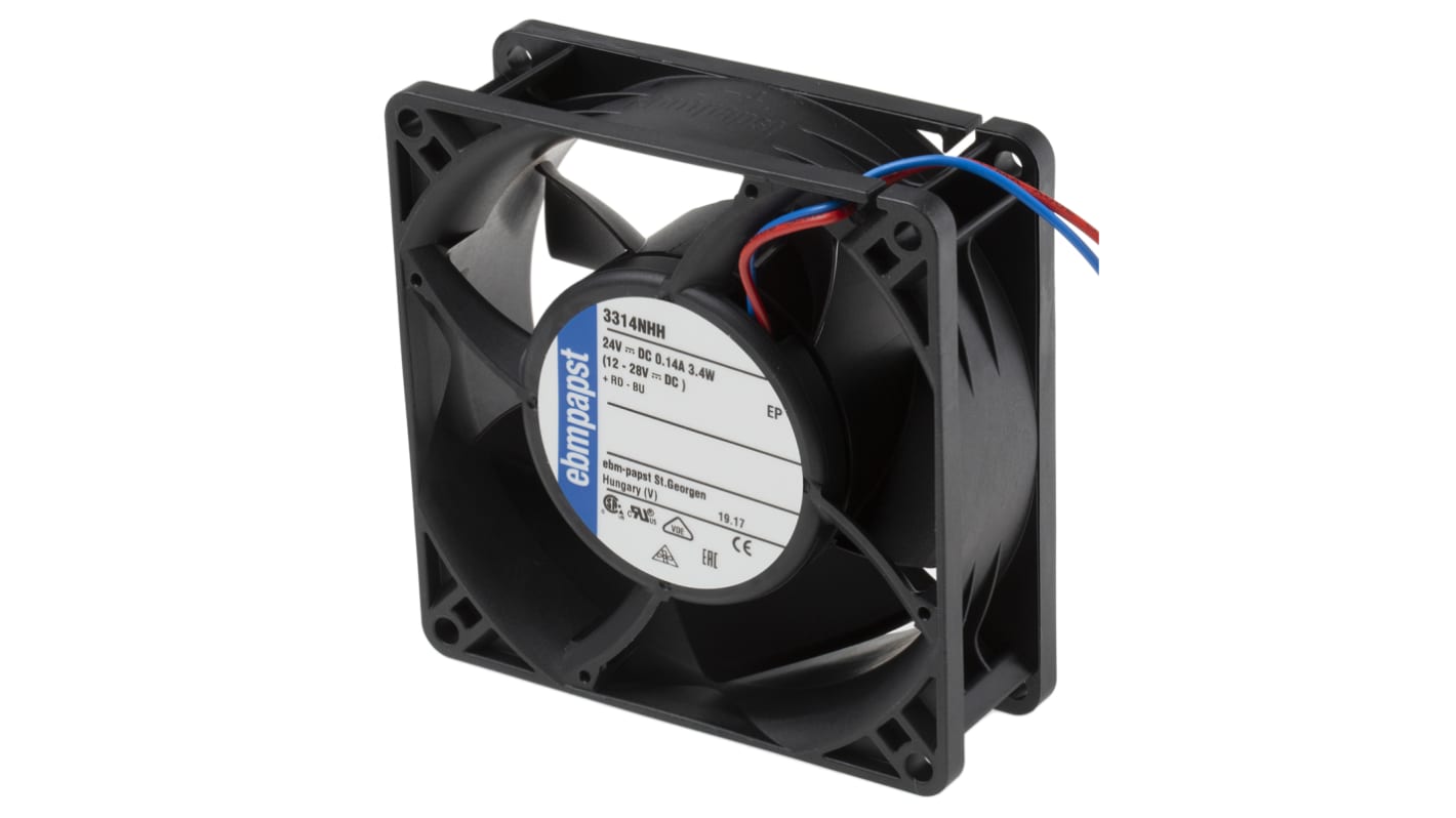 Axiální ventilátor, řada: 3300 N - S-Panther DC, 92 x 92 x 32mm, průtok vzduchu: 107m³/h 3.5W 24 V DC