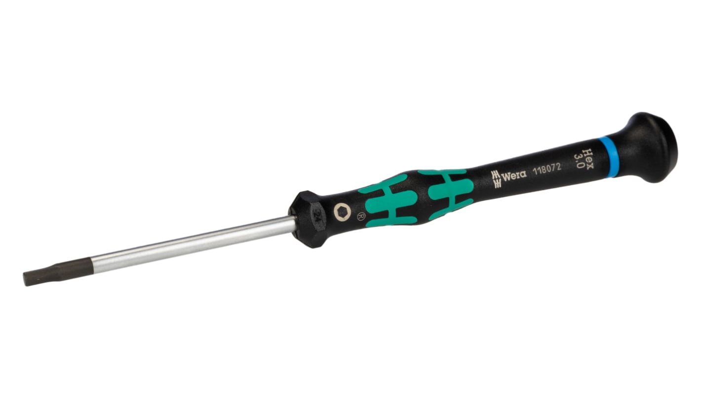 Destornillador de precisión Wera, tipo Destornillador de precisión, punta Hexagonal 3 mm, hoja de 60 mm