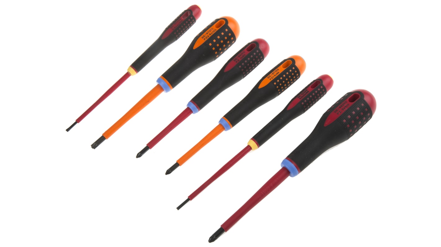 Bahco Phillips; Pozidriv; Slotted Insulated Screwdriver Set, 6-Piece