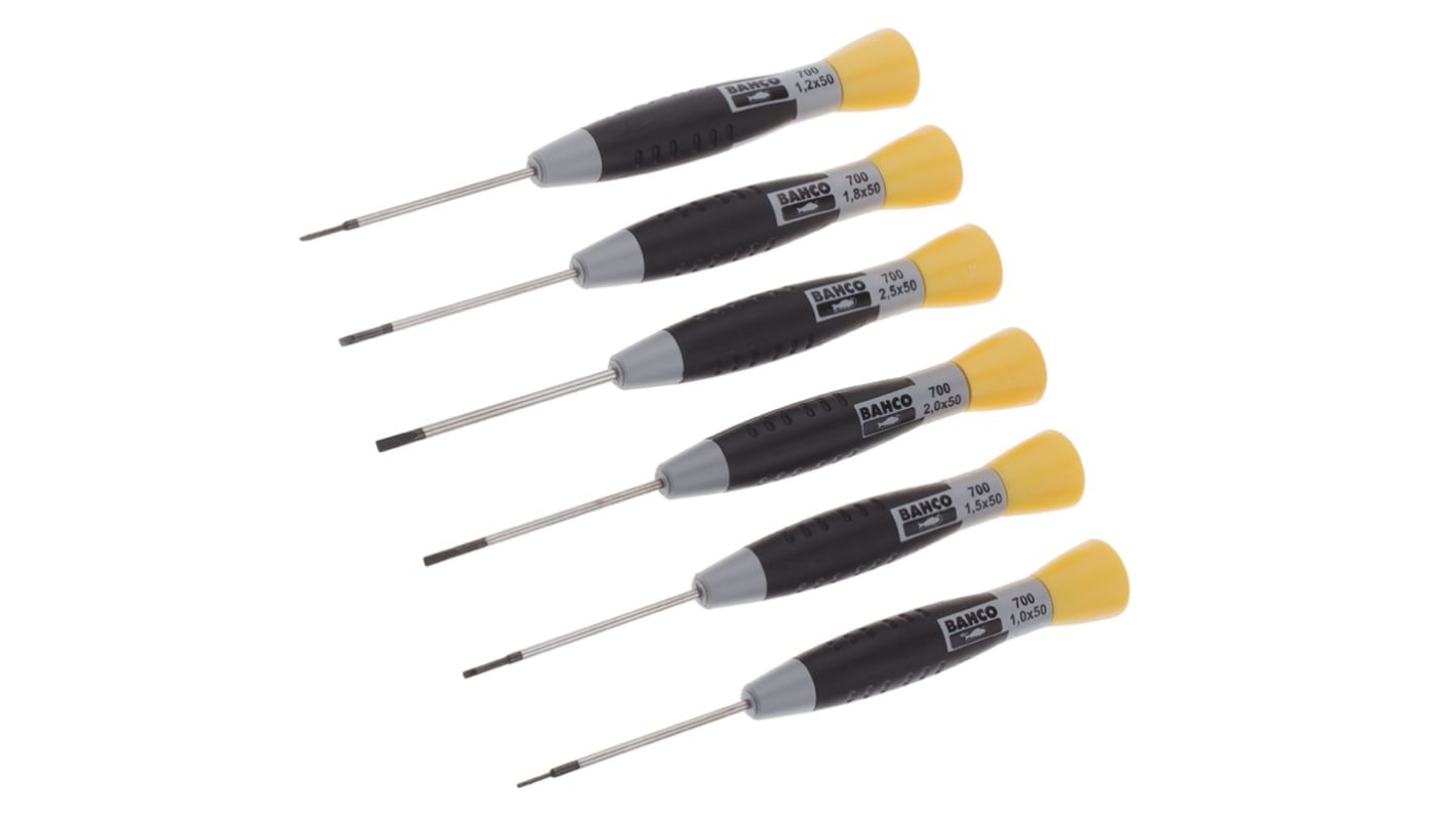 Bahco Slotted Precision Screwdriver Set, 6-Piece